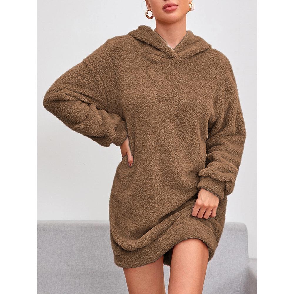 Autumn Winter Hoodies Solid Color Long Sleeved Hooded Plush Double-sided Plush Hoodie Sweatshirts
