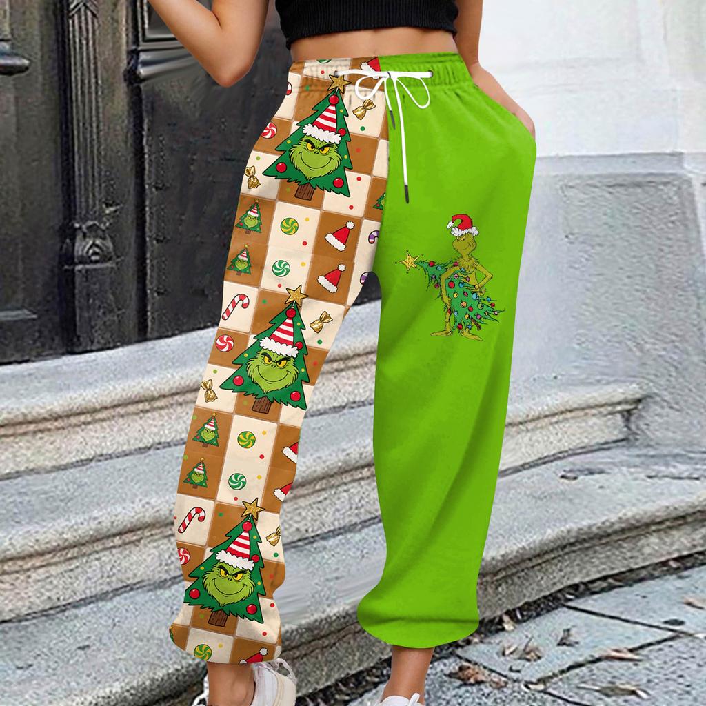 Women's Casual Fashion Christmas Printed Casual Sweatpants Elastic Waist Drawstring Pants