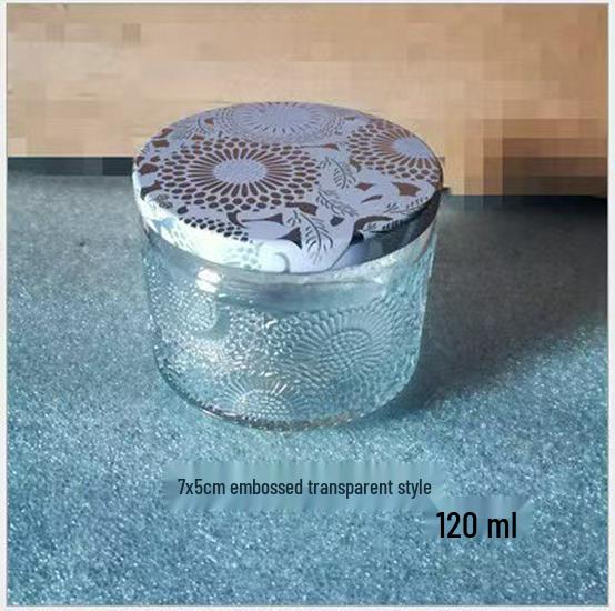 Embossed Glass Jar: DIY Flameless Scented Candle Cup with Colored Pattern