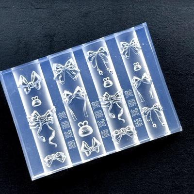 Cartoon Bow Rabbit 3D Silicone Nail Mold Nail Art Decorations Diy Transparent Manicure Template For Nail Charms Design Tools
