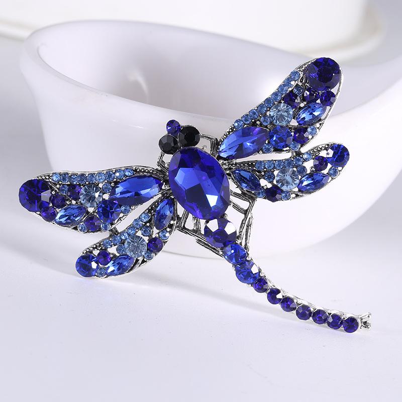 SKEDS High-end Women Men Fashion Crystal Dragonfly Boutique Badges Brooch Luxury Heavy Industry Rhinestone Pin Buckles For Lady