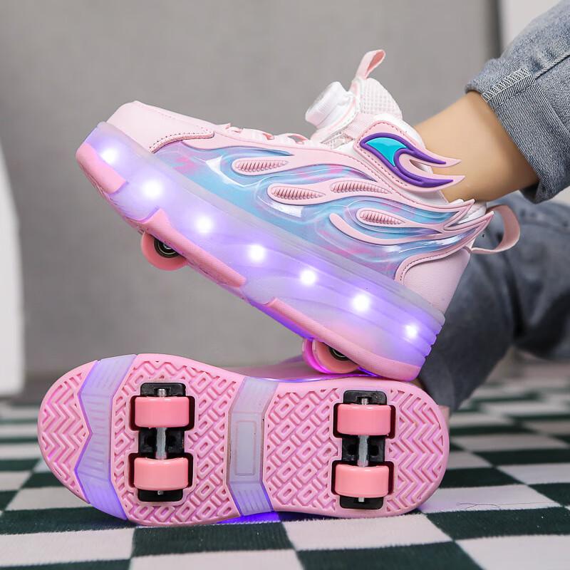 Junshi Kids Light-Up 4-Wheel Roller Skate Shoes
