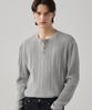 DRAW FIT Ribbed Henley Neck T-Shirt [Melange]