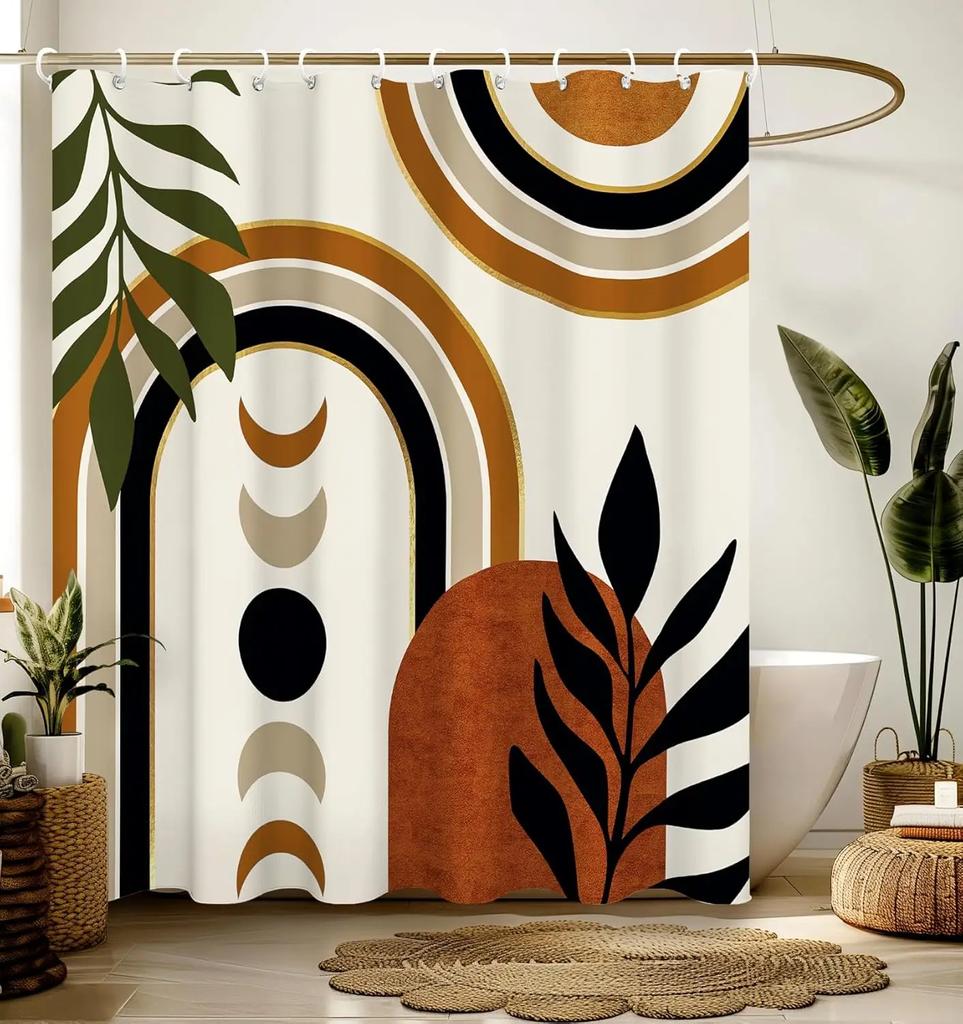Shower Curtain for Bathroom Stall Boho Modern Cute Aesthetic Decorative Girly Waterproof Unique Cats Flowers Girls Chic Print