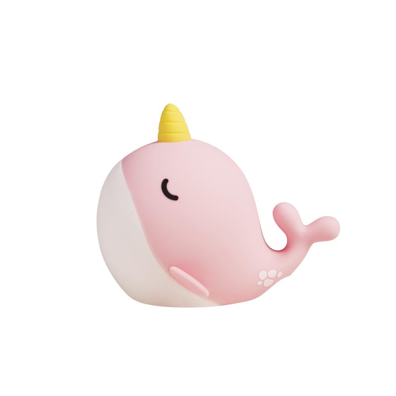 

Silicone Narwhal Night Light Safe Soothing Touch Control Sleeping Nightlights Brightness Adjustable Besides Lamp For Christmas рожевий