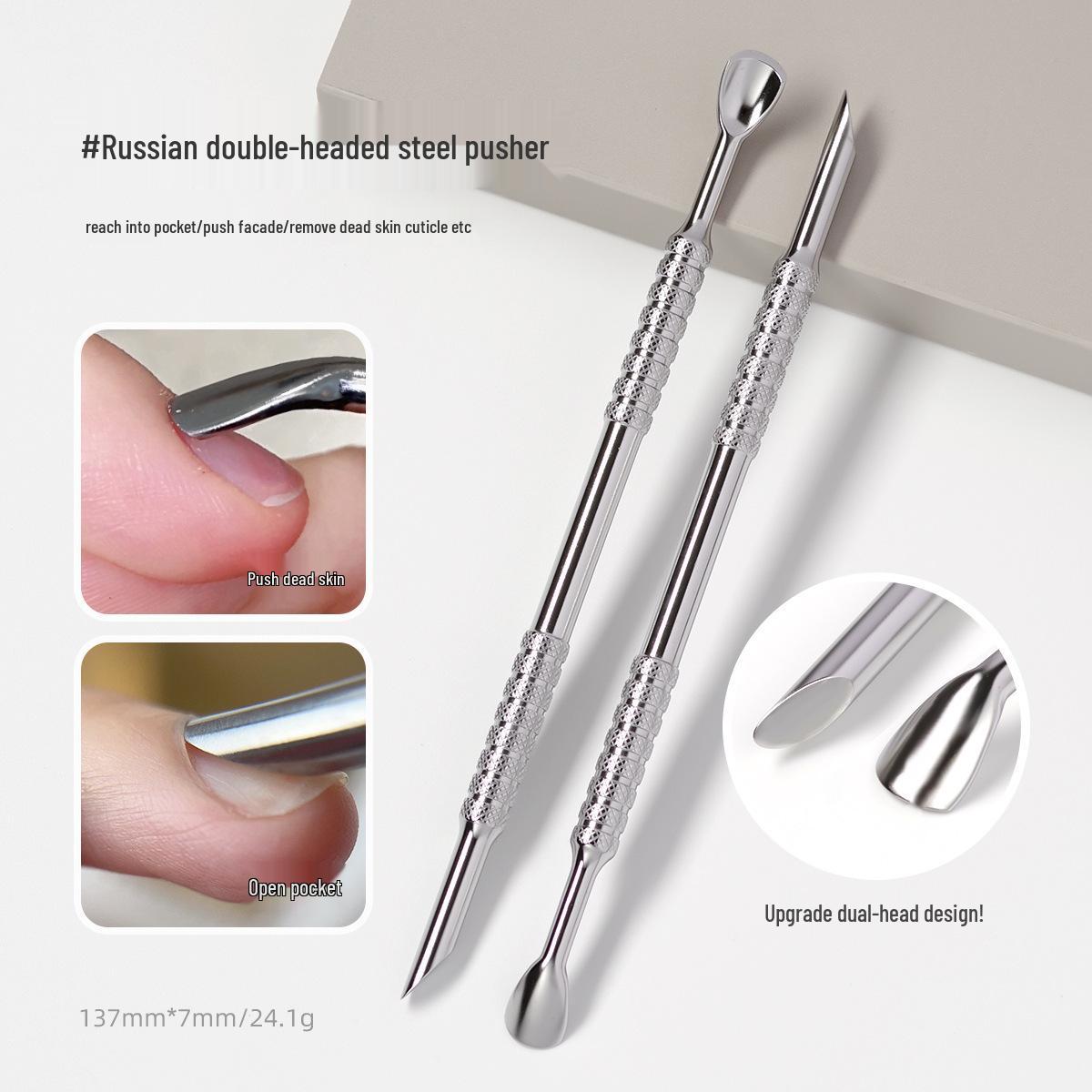 

Double-Headed Stainless Steel Horseshoe Cuticle Pusher, Bevelled Manicure Tool
