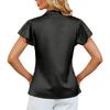 New Women's Fashion V-neck Chiffon Blouse With Pleated Loose Short Sleeves
