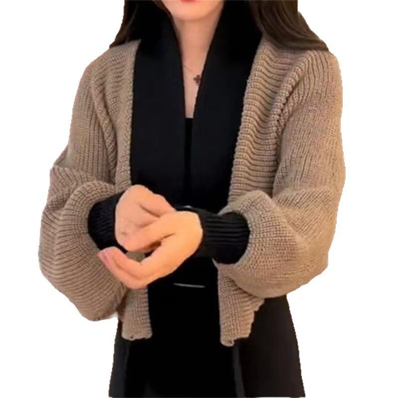 2025 Autumn and Winter New Lazy Style Color Matching Sweater Jacket Femininity Celebrity Style Versatile Women's Knitted Cardigan