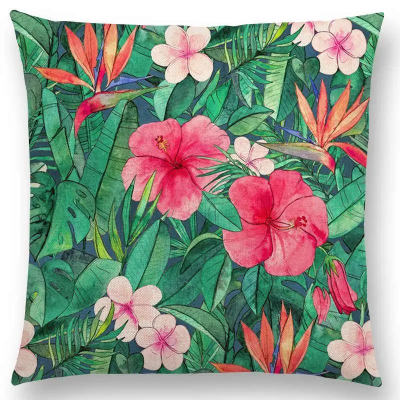 New Full Of Vitality Leaf  Flower Kingdom Beautiful Floral Painting Retro Gorgeous Cushion Cover Sofa Throw Pillow Case