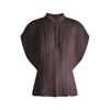 Regular Fit Women S Short Sleeve blouSe Stand Collar Dark Brown  5055971726
