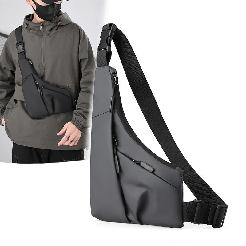 Z zabezpieczeniem przed kradzieżą Dopasowana torba na klatkę piersiowa Męska rozrywka Skórzana folia Trójkątna torba Crossbody Portfel na karty Sport Kolarstwo jeździeckie Torba ze sznurkiem