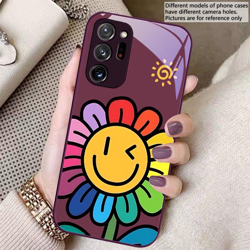 Cartoon-Blumen Lila Für Samsung A 01 02 03 Core 04 05 06 10 12 13 A14 5G 15 16 M 02 12 Note 8 9 10 20 Glas Ultra Handyhülle