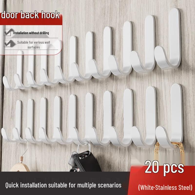 Strong Adhesive No-Punch Wall Hooks for Kitchen & Bathroom - No-Trace, Heavy-Duty Hanging Solution