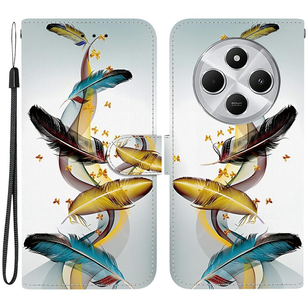 Phone Case For Xiaomi Redmi 14C 4G/Redmi 14R 5G/Poco C75 4G Pattern Printing Leather Flip Wallet Cover with Lanyard