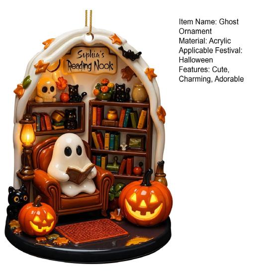 Halloween Geist Kürbis Hängende Dekoration Acryl Geist Lesen Kochen Malen Ornament für Baum Zimmer Dekor