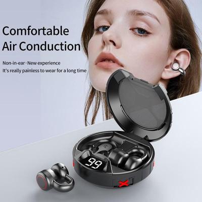 Geleidingsoortelefoon Bluetooth 5.3 Oorclip op oorbel Draadloze hoofdtelefoon Sport met microfoon