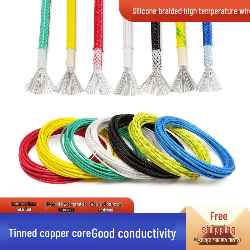 High-Temperature Silicone Braided Insulated Wire (0.3 To 6 Sq Mm) with Glass Fiber Conductor