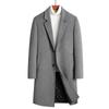 Men's Mid-Length Wool Overcoat with Cotton Padding and Suit Collar - Casual Plus Size