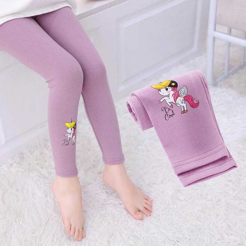 Cartoon Unicorn Dívčí legíny Dětské Slim Fit Strečové kalhoty Sportovní Úzké dlouhé kalhoty