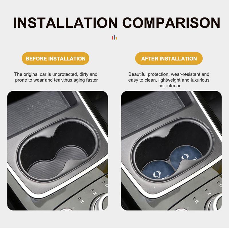 2pcs Suede Car Coaster Water Cup Drink Holder Mat Anti-Slip Pad For SsangYong Sport Korando Rexton Musso Chairman Turismo Nomad