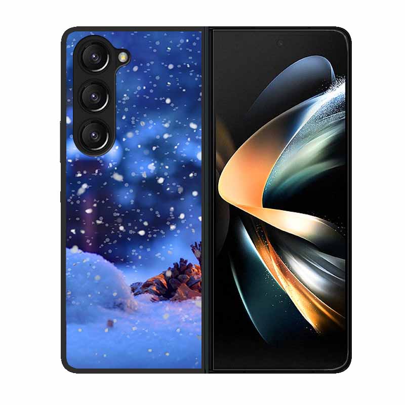 Christmas Case For Samsung Galaxy Z Fold 6 5 4 3 Cover Fold5 Fold4 Lovely Black Hard Plastic PC Cover For Galaxy Z Fold5 5G Case