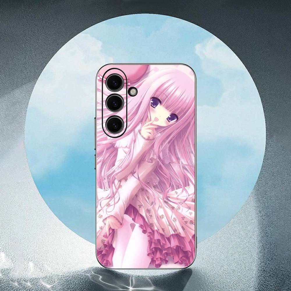 Cartoon Girl Luxury Black Phone Case For Samsung Galaxy S23 S24 S25 Ultra S22 Plus S21