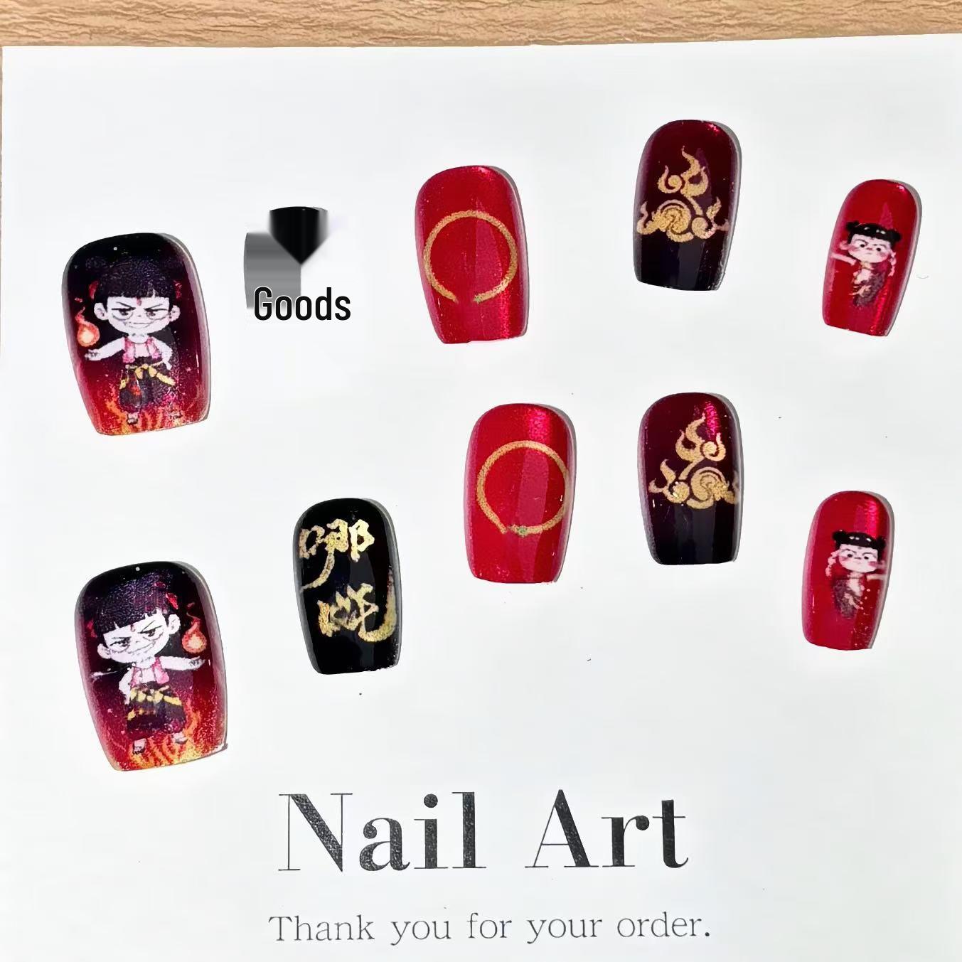 

Nezha: Demon Child Press-On Nails – Cute Anime Cartoon Nail Art
