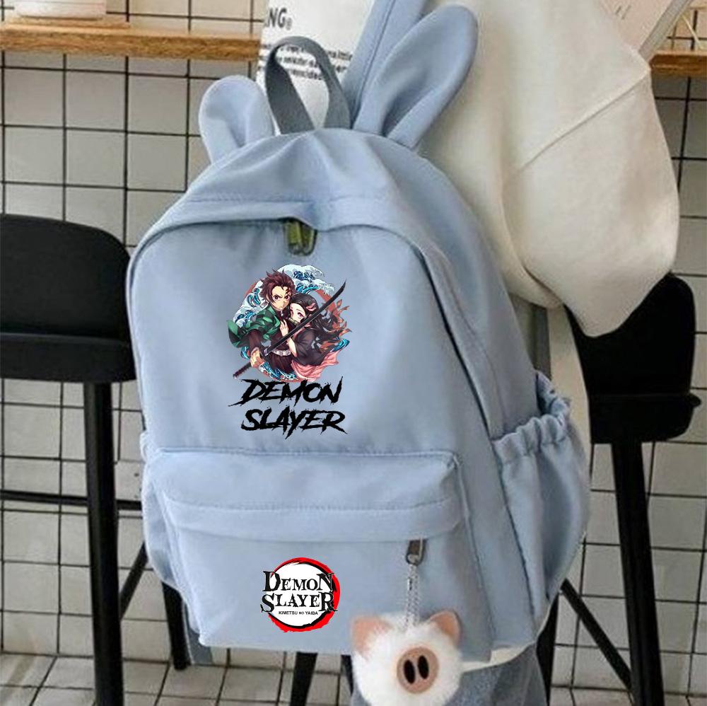 Anime Cartoon Demon Slayer Aufdruck Rucksack für Teenager Kinder Schüler Schultasche Mädchen Damen Große Kapazität Wasserdicht Reisetasche Geschenk Mochila