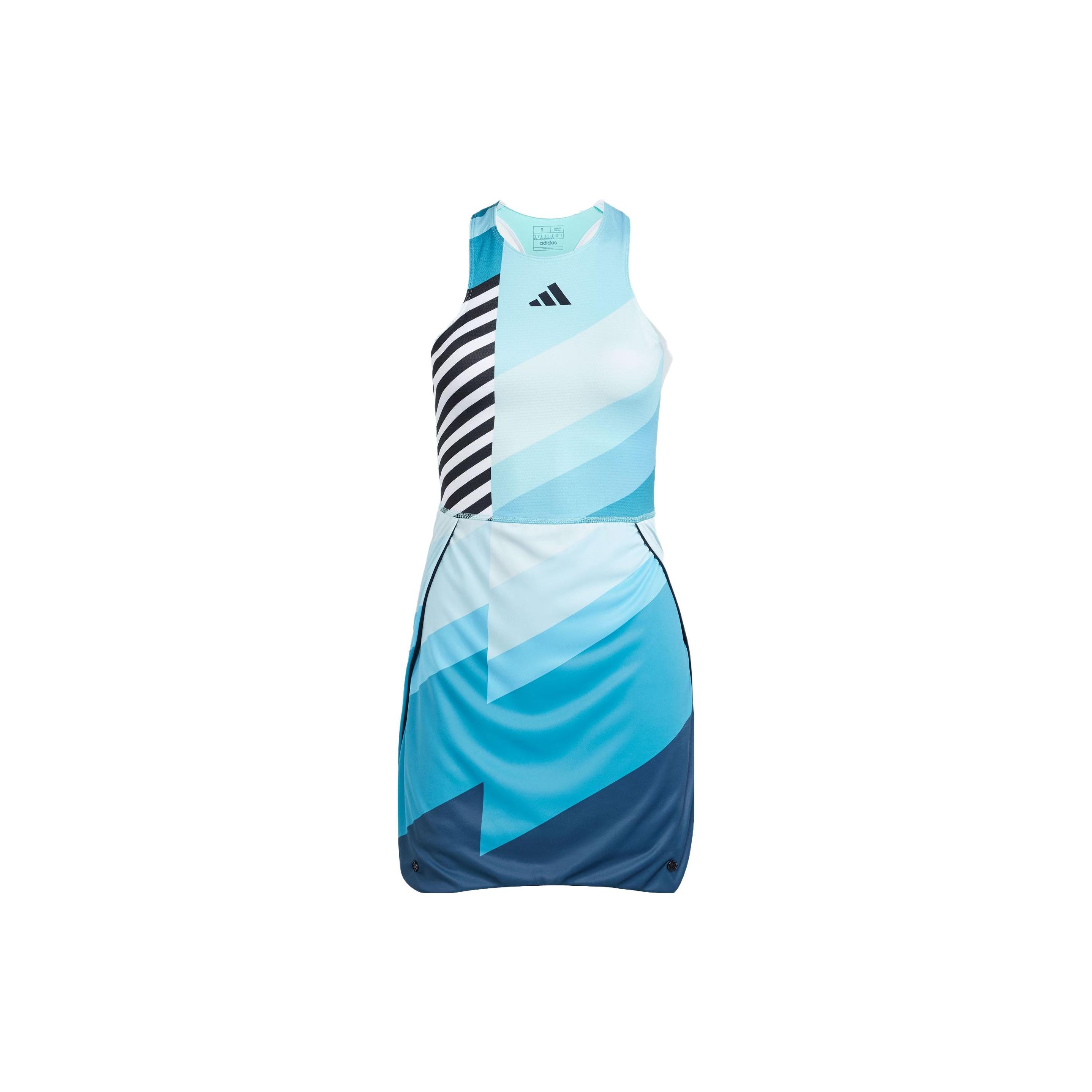 Adidas Transformative AEROREADY Pro Geometric Color Block Sleeveless Tennis Dress Breathable Slim Short Sports Dress Women Blue IL9593 S