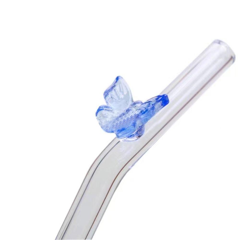 Creative Butterfly Glass Straws Reusable Eco Friendly Straight Bend Straws Clear Straws Bar Tool Cocktails Drinking Straw