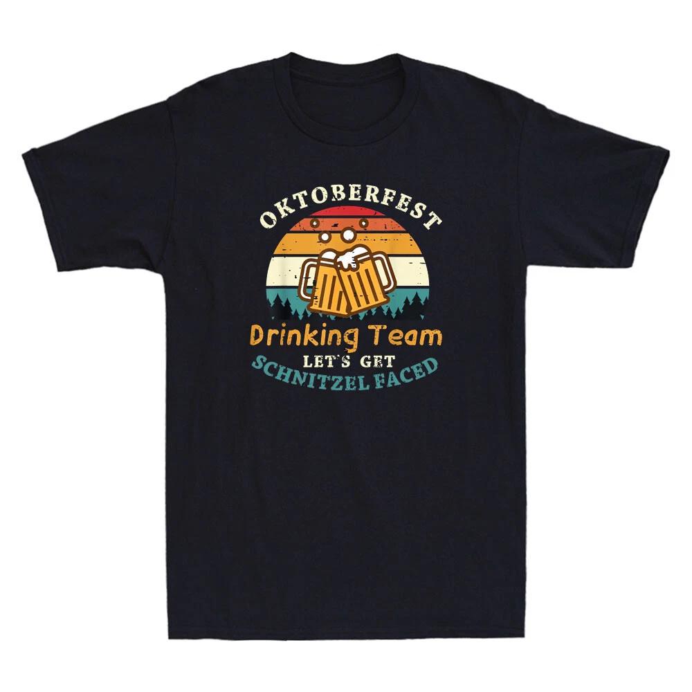 Oktoberfest Team Lets Get Schnitzel Faced German Funny Quote Retro Men s T-Shirt L