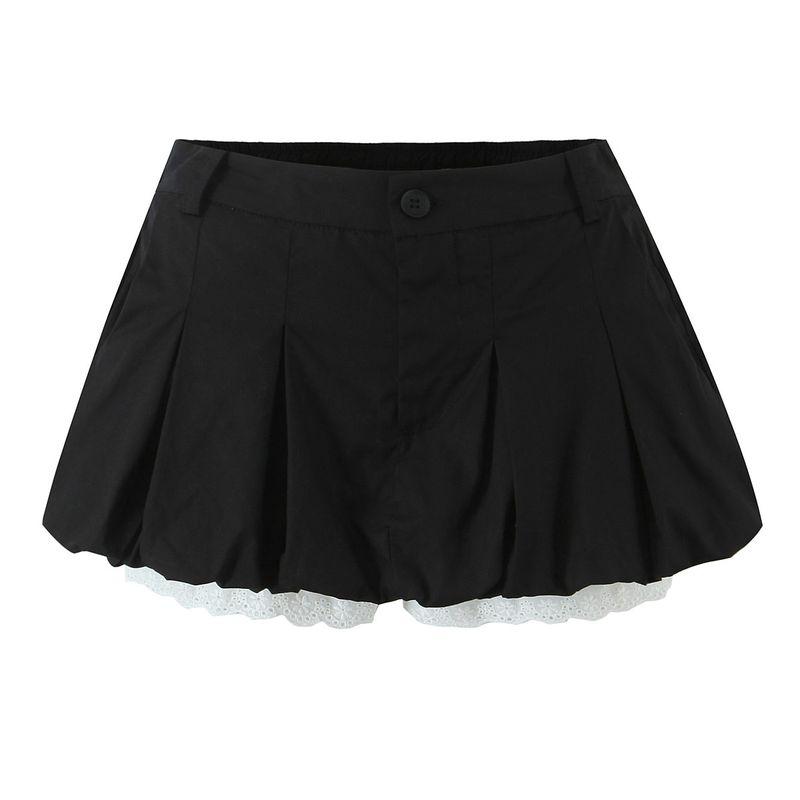 

Summer Island Wear American Cute Design Low Waist Lace Buds Short dress Sweet Cool Gyaru A Word Skirt Black Lace Bud (with Fashion Tape) L