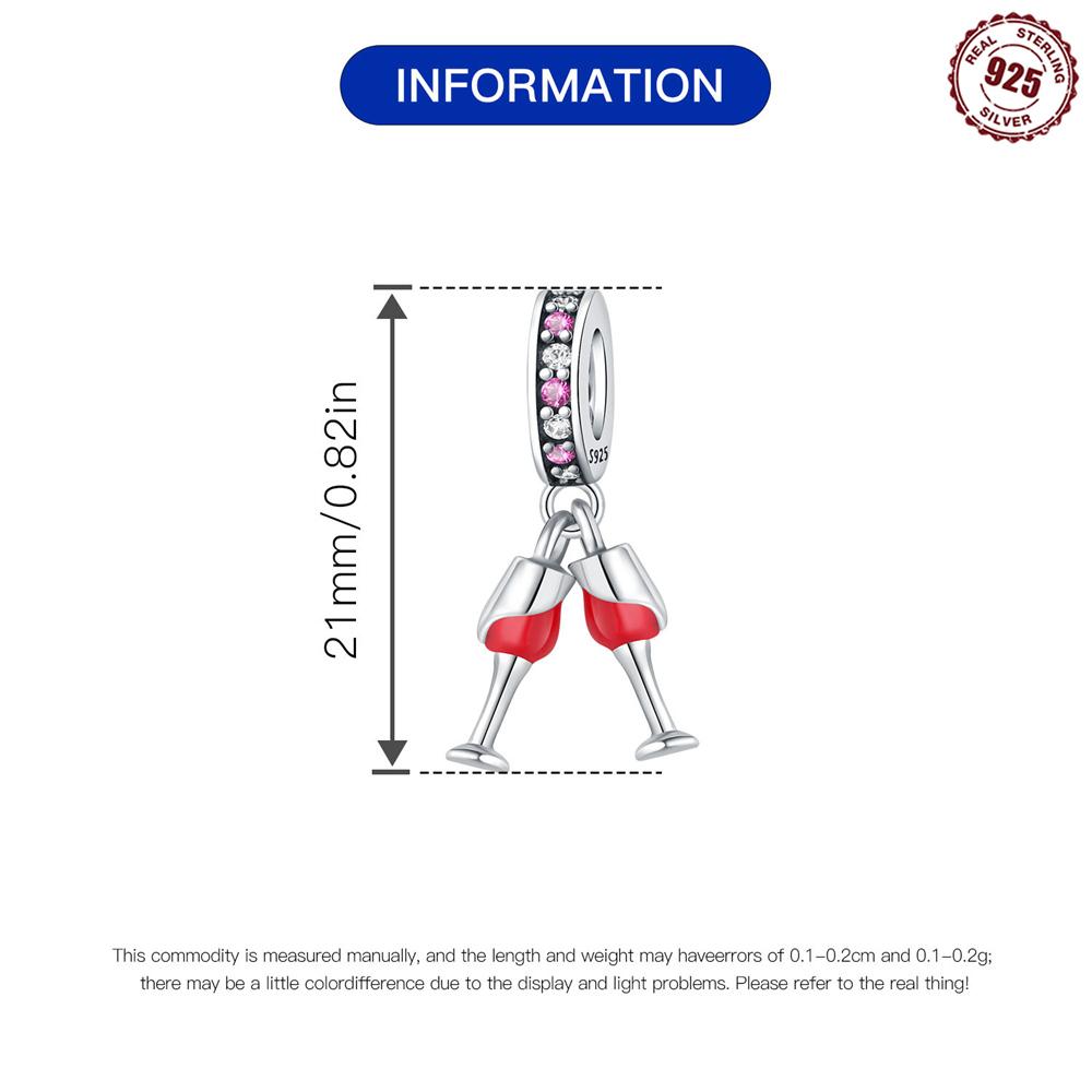 Original Copper Charms Luxury Red Wine Toasting Pendant Beads Fit Bracelet Diy Women Making Delicate Gift