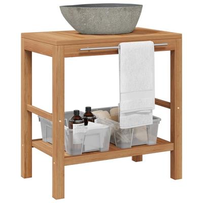 Vidaxl Bathroom Cabinet with Stone Sink, Teak Wood