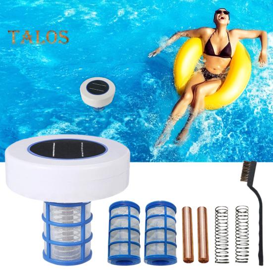 Solar Water Purifier Solar Powered Pool Cleaner Floating Water Purifier with 2 Copper Replacement for Freshwater Saltwater Pools Spas