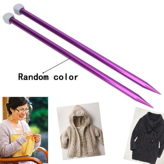 2 Pcs Aluminum Single Point Knitting Needles Pins Straight DIY Weaving Tool