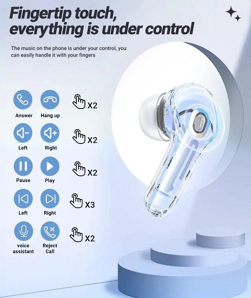 T8 PRO TWS Bluetooth Earbuds Transparent with LED Digital Display Wireless In-Ear Earphone for Xiaomi Huawei iPhone Headphone