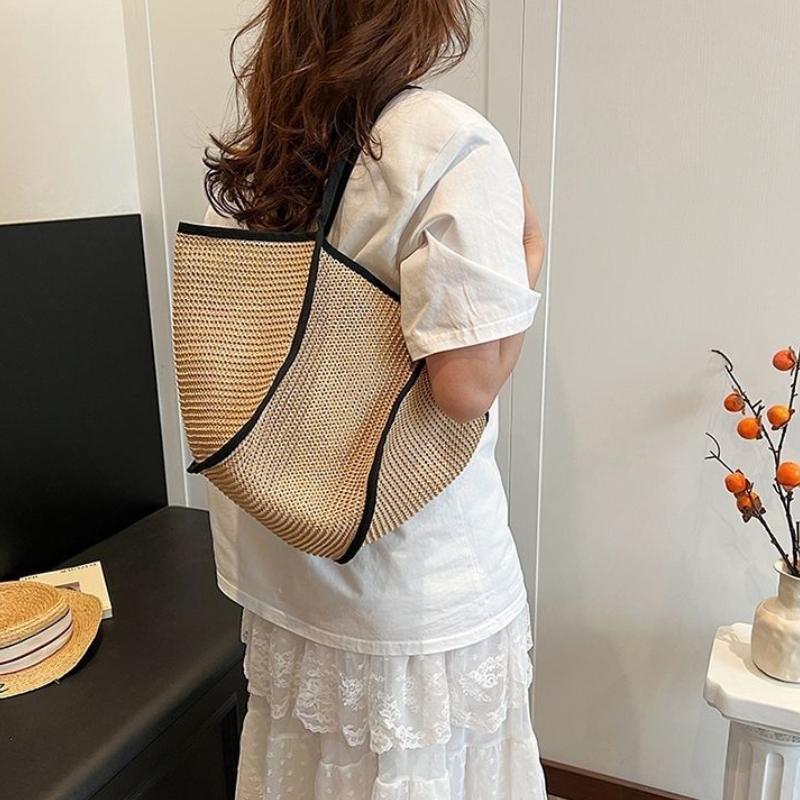 

Модная плетеная сумка для женщин на лето, большая вместимость, простая плетеная сумка из травы, высококачественная и универсальная сумка через плечо