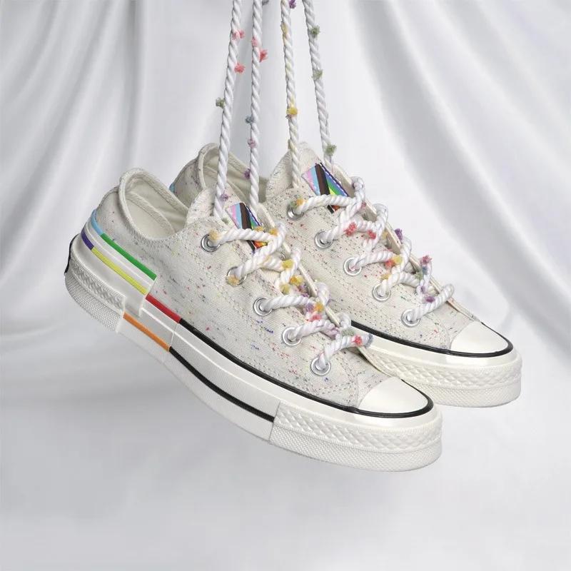 1 Paar Ronde Regenboog Haalbal Schoenveters voor Schoenen Platte Schoenveters Kleurrijke Dopamine Schoenveters voor Sneakers Pak voor Vrouwen Mannen Nieuw