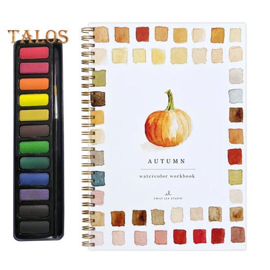 

Рабочая тетрадь по акварели, набор из 12 цветов для акварельной живописи с кисточкой, подходит для начинающих, птицы, животные, цветы, акварельная книга I 12-Colors