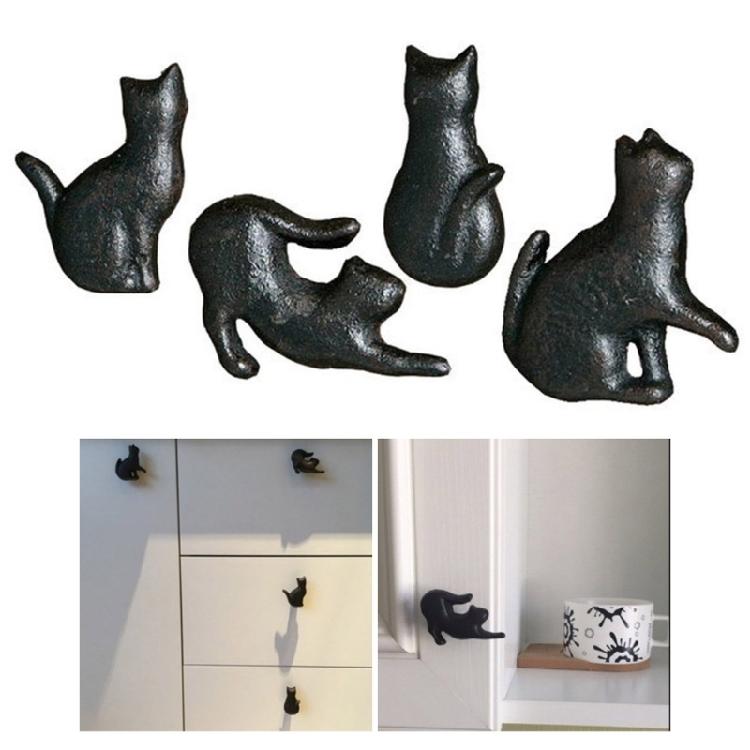4Pcs Cats Shape Cabinet Knob Furniture Decorative Handle Iron Wardrobe Pulls Simple Drawer Knob Furniture Hardware