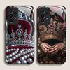 Luxury Crown Jewelry Flower Pattern Tempered Glass Phone Case for Samsung Galaxy S25 Ultra S24 S23 Plus S22+ S21 S20 FE 5G Cover