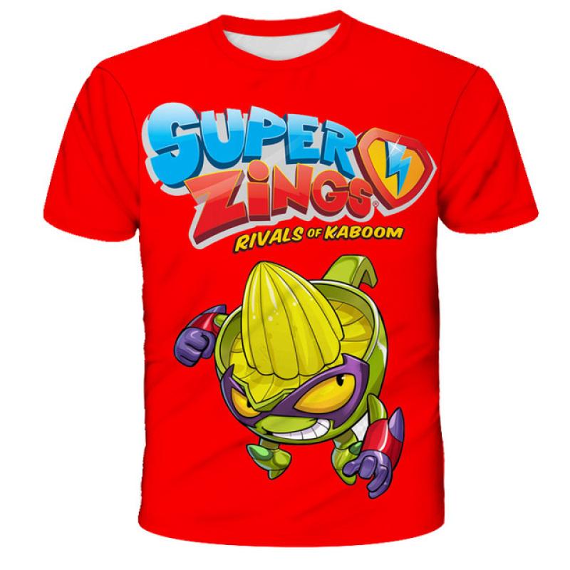 Cartoon Super Zings T-Shirt Boys Girls Summer Print Short Sleeve T Shirt Children Hip Hop Clothes Kids Superthings Harajuku Tees