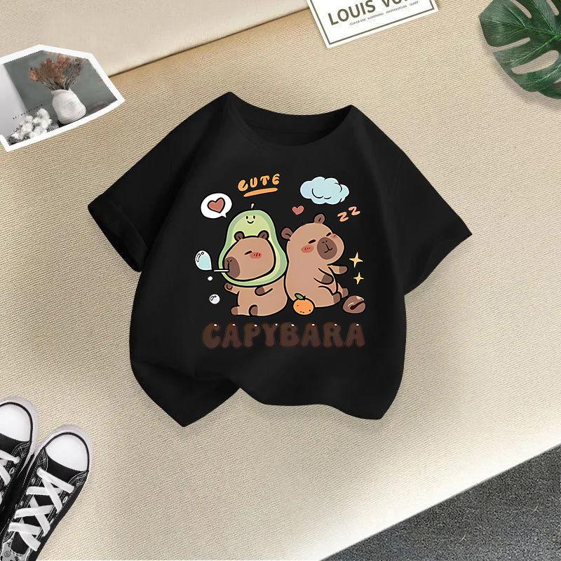 Dětské tričko Dětské 100% tričko Dětské tričko Kapybara Potištěné topy Tričko Chlapci Dívky Dětské tričko 2-13L
