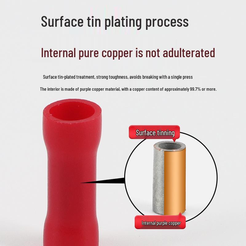 KT KST Purple Copper Fully Insulated Cold Crimp Terminal: PVT1.25/2/5.5 Short Type Intermediate Joint