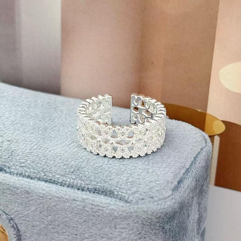 Light Luxury Niche Double-Layer Bead Ring For Women'S High-End Fashion Opening Adjustable Index Finger Ring Stacking Wearing Ring