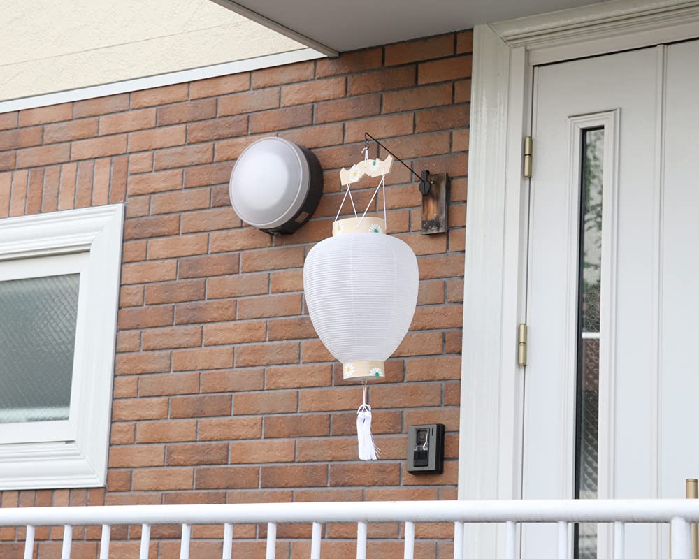 Bon Festival Lantern No. 40, Premium Masu White-Crowned Gifu Lantern with LED Candlelight, for First Bon Festival, 56cm High x 30cm Wide (Flame