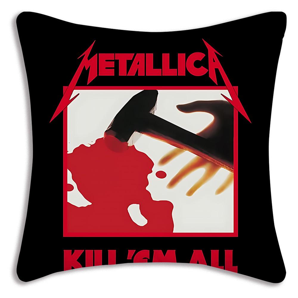 Anime Band M-METALLICAs Pillow Covers Cartoon Sofa Decorative Home Double-sided Printing Short Plush Cute Cushion Cover
