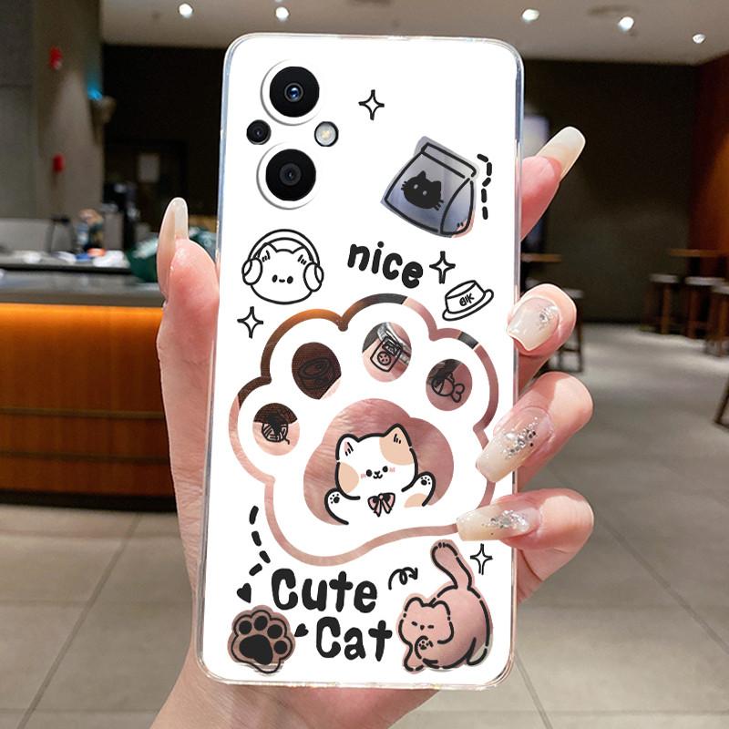 For Oppo Reno 7Z 8Z 5G Case CPH2343 CPH2457 Aesthetic Fashion Cute Cat Soft Cover Oppo Reno7 Z Reno8 Z 5G Transparent Phone Case