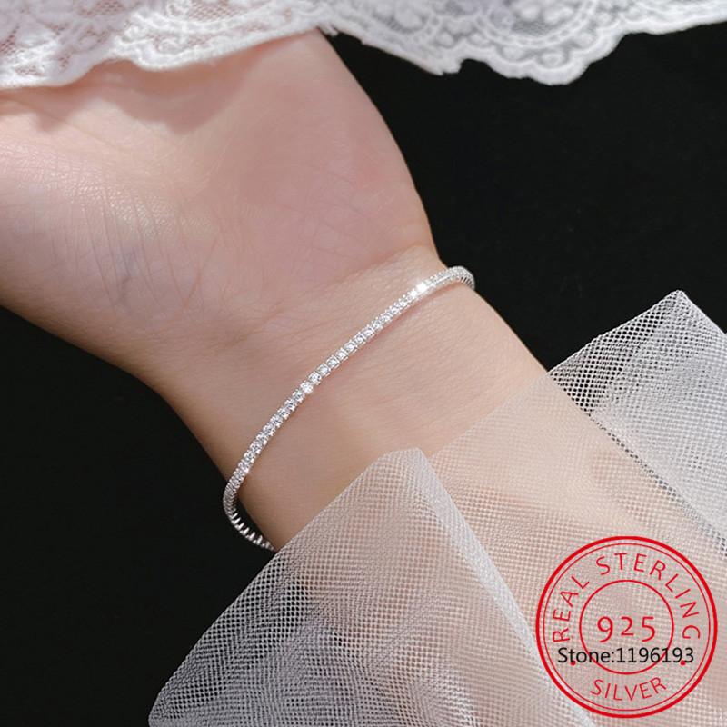 Moissanite Bracelet White Gold Plated Silver D VVS1 Round Cut Lab Diamond Adjustable Chain for Women